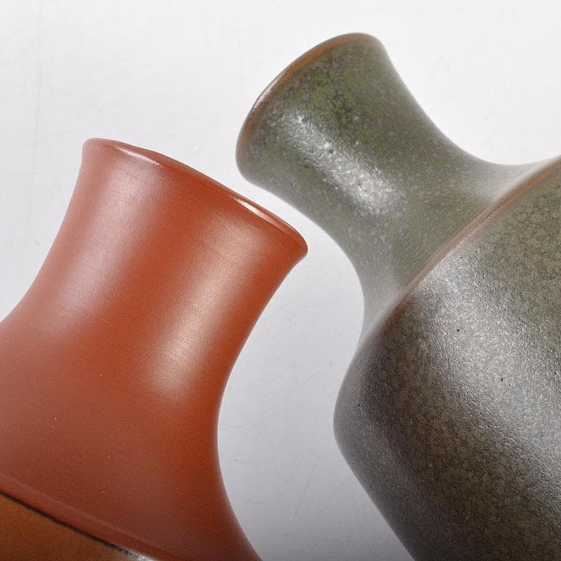 佐渡無名異焼 人間国宝 金渓堂 伊藤赤水 徳利 酒器 共箱 2点 VR7386F