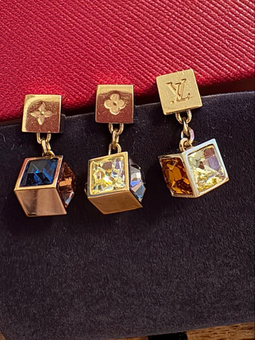 ルイヴィトン ブークルドレイユ ギャンブル キューブピアス3点