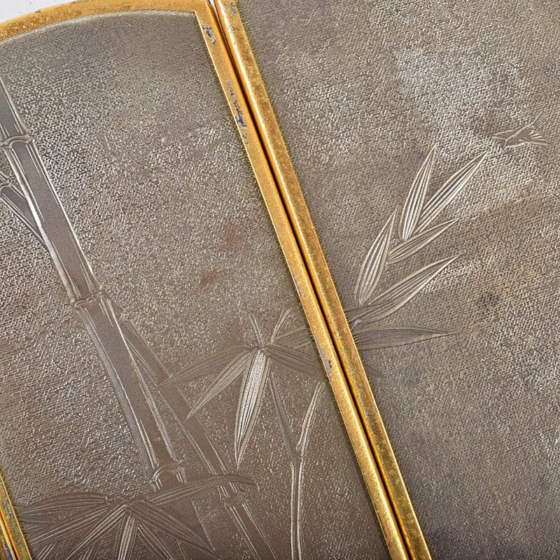 中国 古七宝琺瑯彩 花鳥文 卓上屏風 硯屏 M R8490