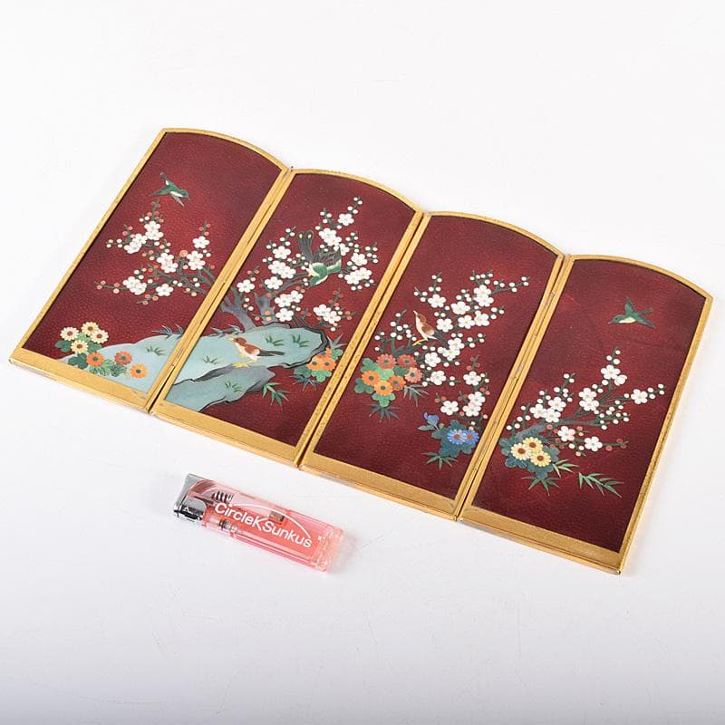 中国 古七宝琺瑯彩 花鳥文 卓上屏風 硯屏 M R8490 - メルカリ