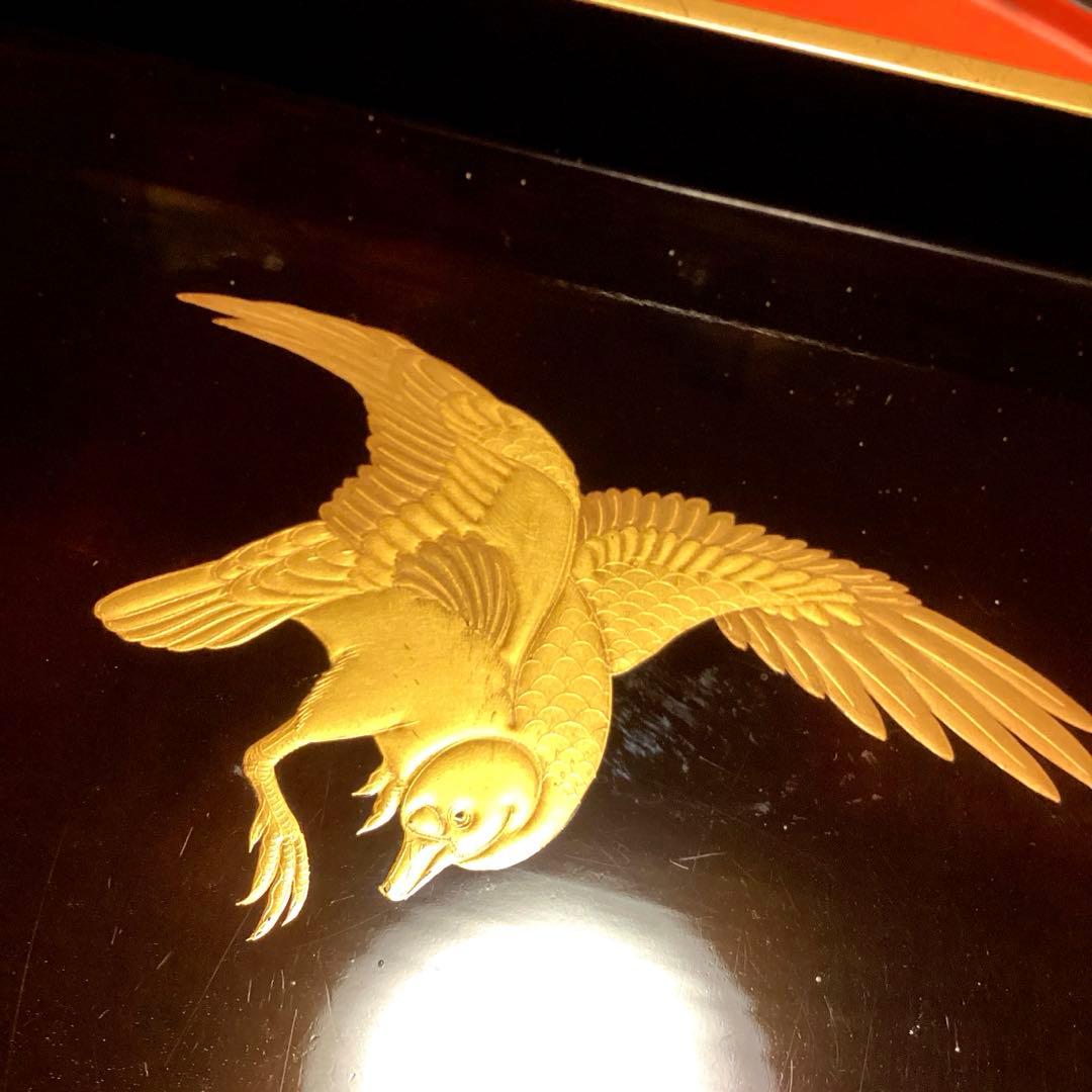 A1020木製輪島塗　水辺に雁　金蒔絵盆　金縁　蒔絵　菓子盆　香盆