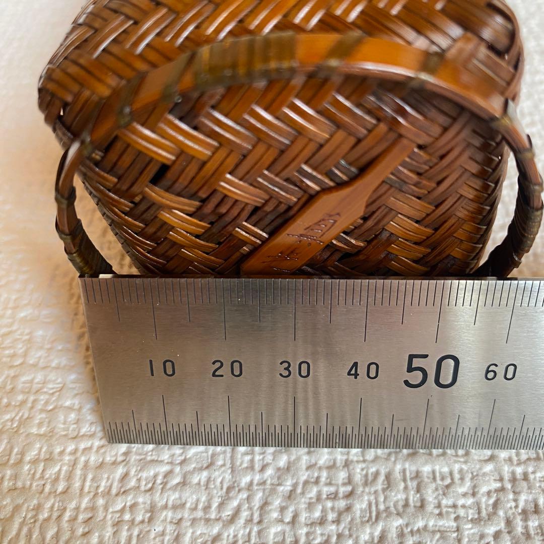 希少✨茶花 花入 竹細工 林真光 在銘 竹編手付 花籠 茶道具 華