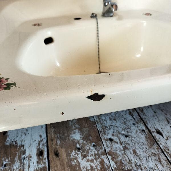 ヴィンテージ ホーロー ベイスン シンク 花柄 洗面台 琺瑯 流し 手洗い