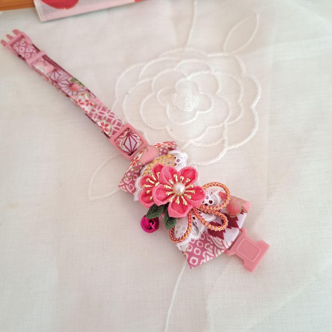 つまみ細工シングルリボン(えんじ)わんちゃん猫ちゃん用首輪 - メルカリ