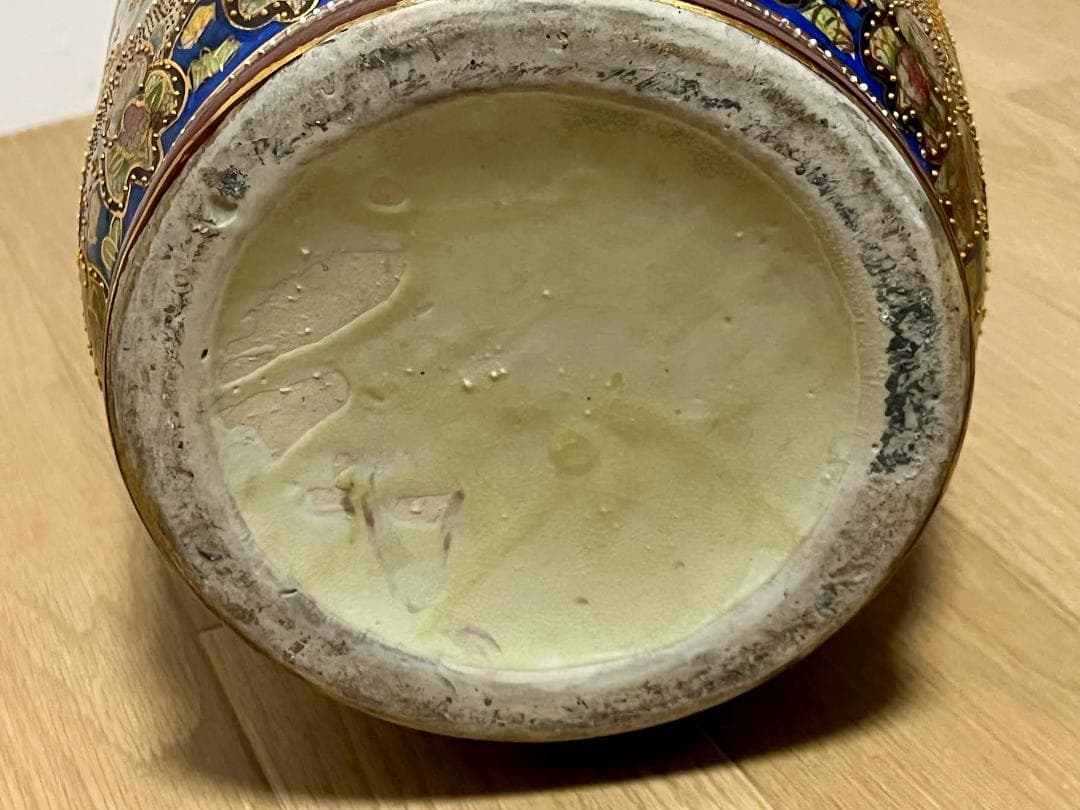 薩摩焼 大花瓶 鶴舞武士戦図 金彩耳双 - メルカリ