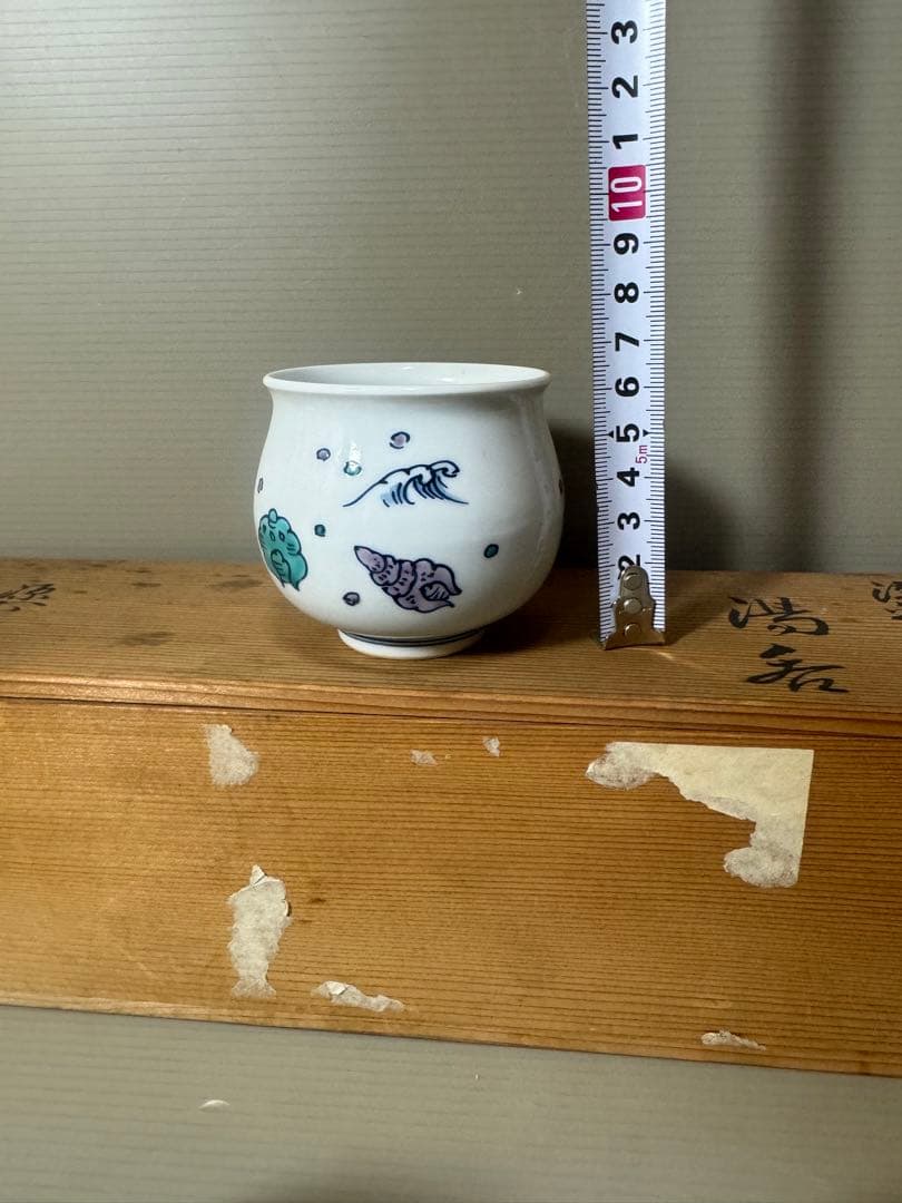 2191 源右衛門染付花草浪花文湯呑5客