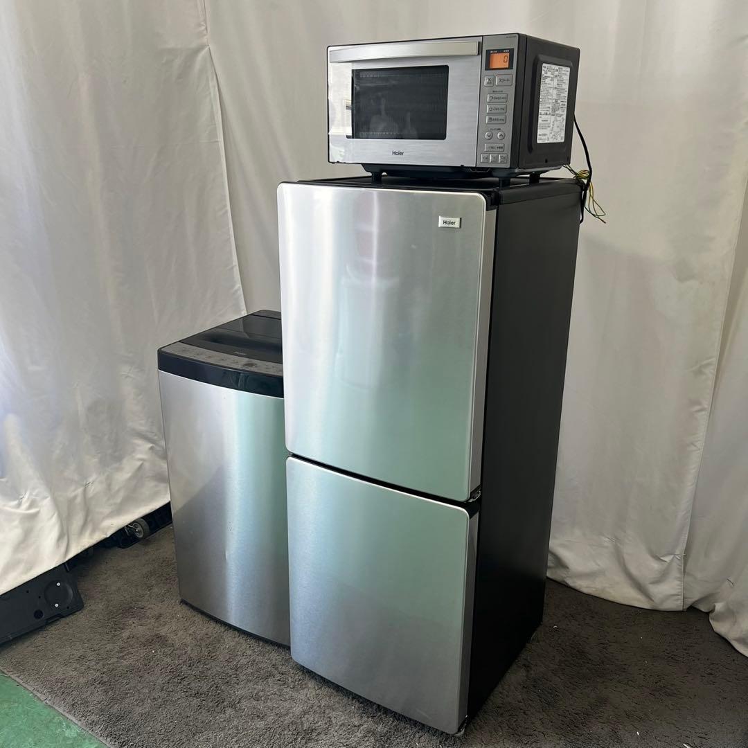 864 冷蔵庫　洗濯機　レンジ　一人暮らし　セット　シルバー　小型　設置無料