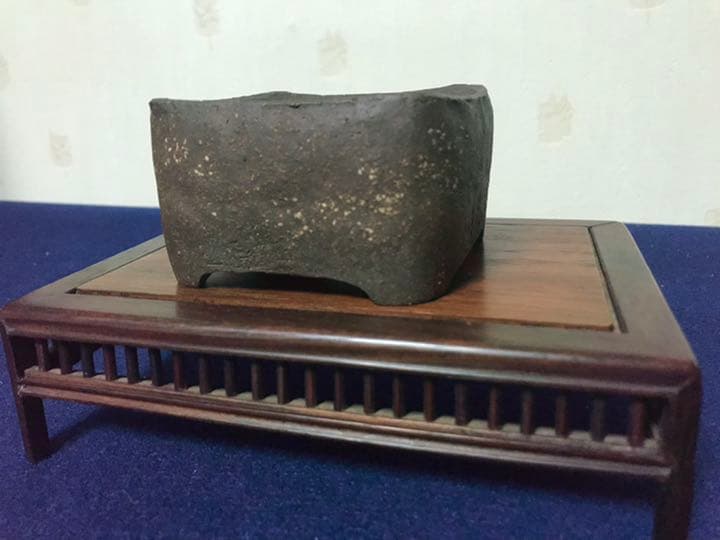 1349 盆栽 盆栽鉢 植木鉢 和鉢 梨皮正方鉢 春山