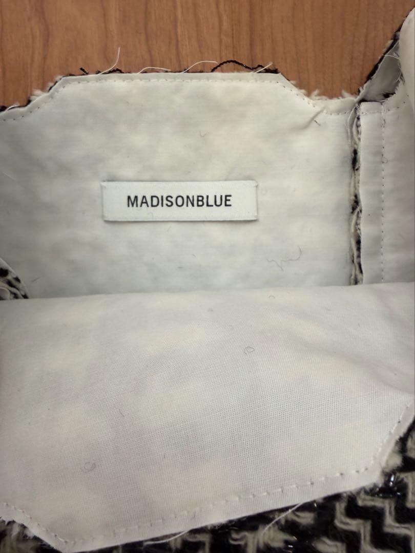 マディソンブルー ツイード フレアスカート 白黒チェック 同素材バッグ付き