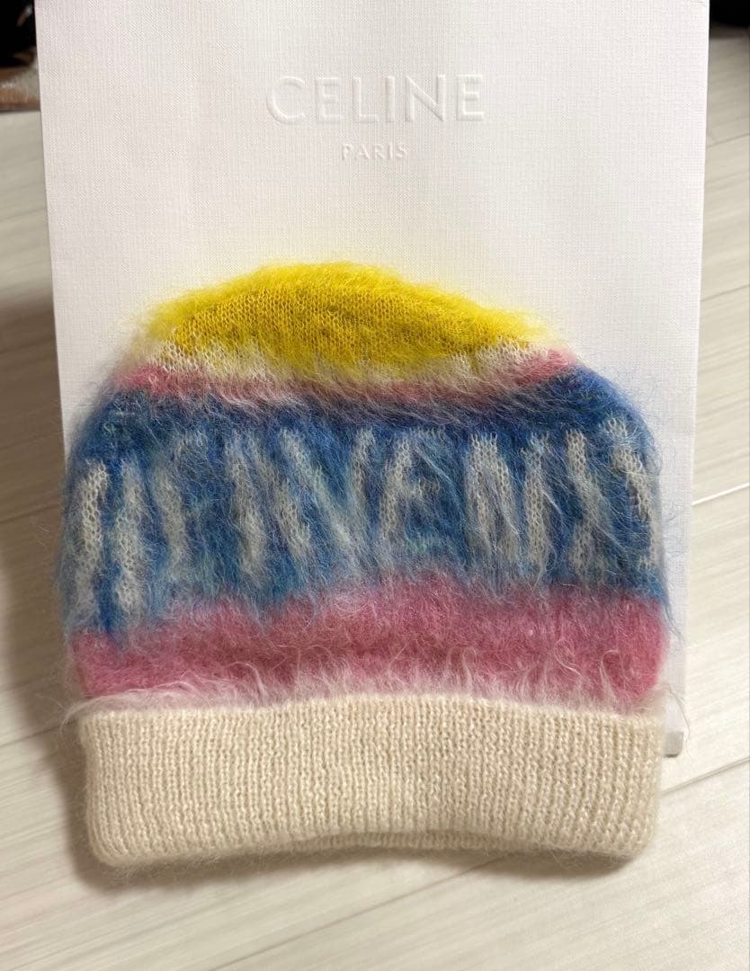 セリーヌ ニット帽 CELINE】カラバリあり♪トリオンフ刺繍入り ニット帽 カシミア (CELINE