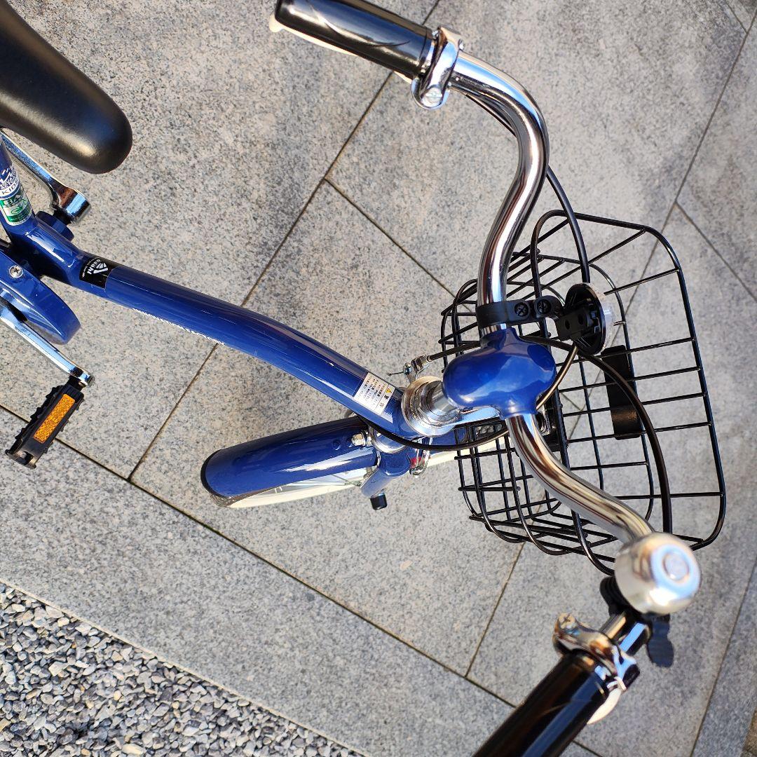 16インチ　自転車　青　補助輪、カゴ、手押し棒付き