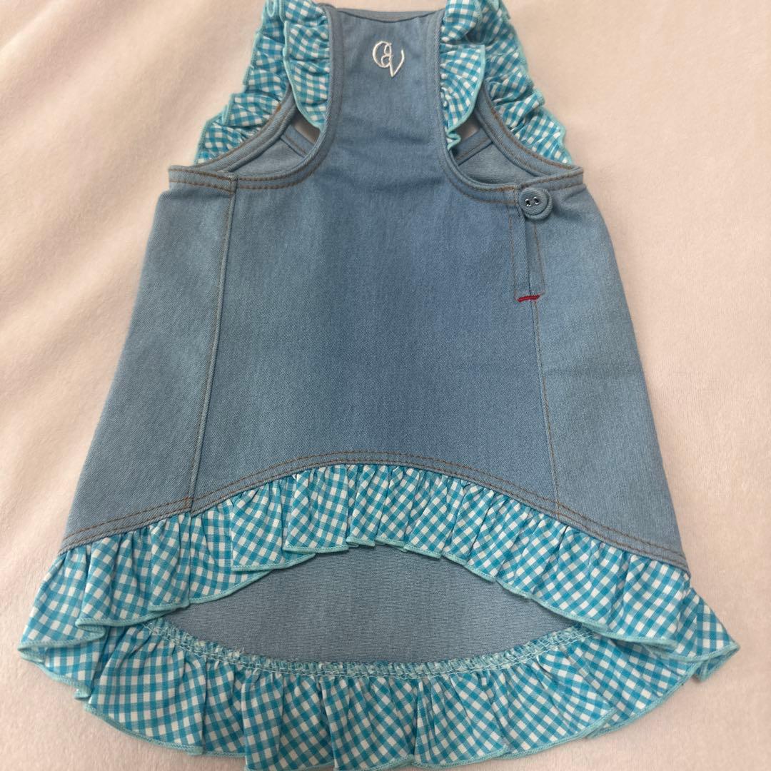 アトリエGGデニムブルー フリル付き犬服