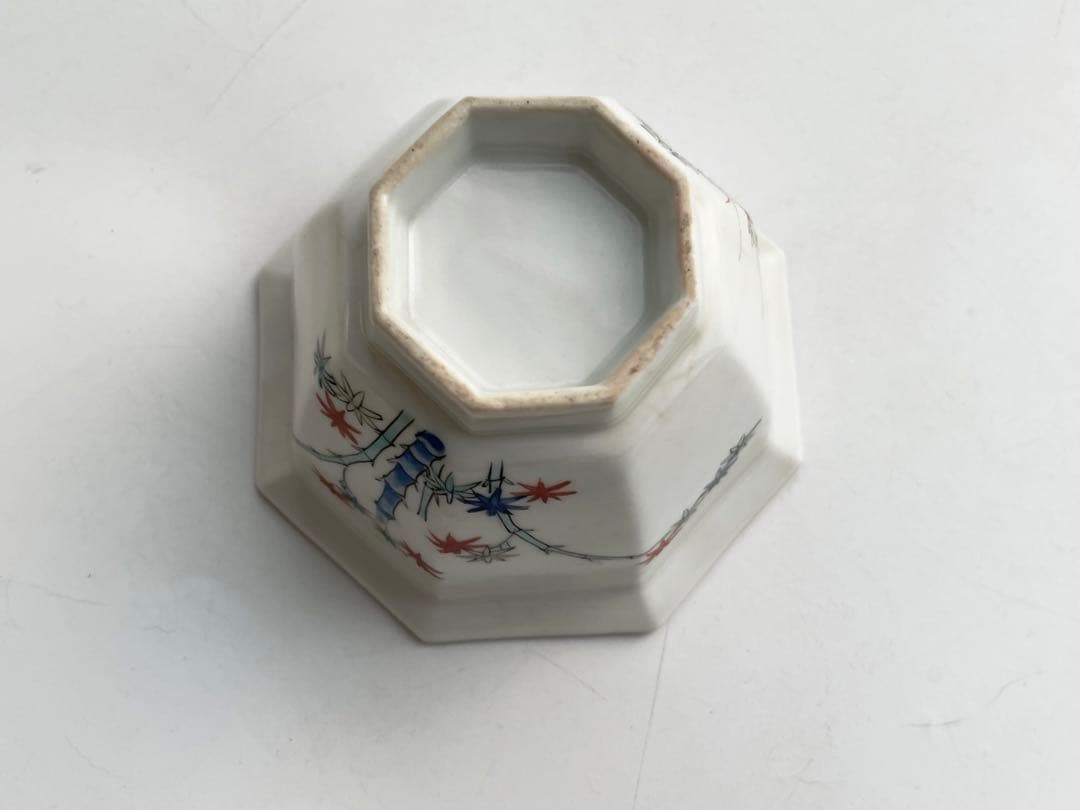 骨董 アンティーク 柿右衛門 竹に雀 八角 小鉢 向付 蕎麦猪口 カップ