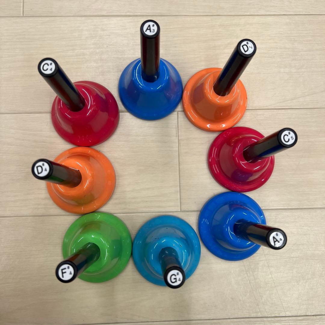 ハンドベルセット カラフル 10個 音階付き 【希少】カラフル