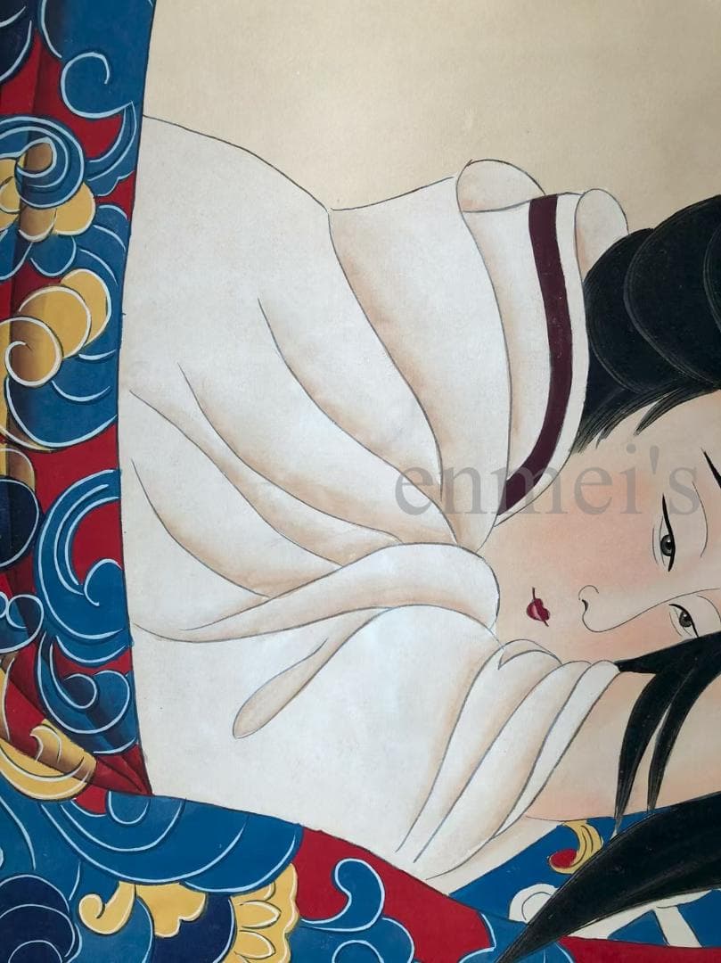 中国古美術・四尺仕女掛軸・国画・張大千印款・書道品・宣紙・肉筆・書画・