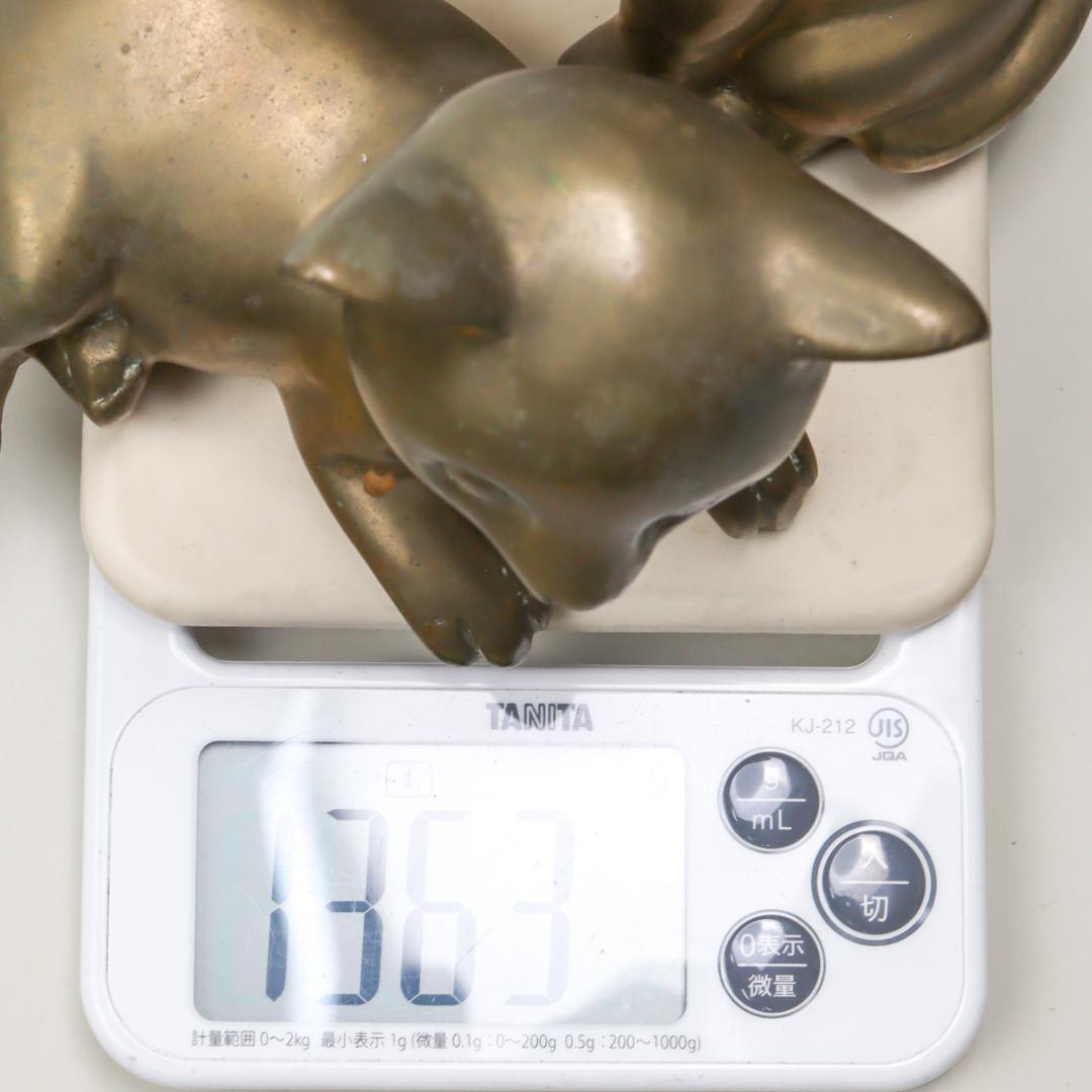 真鍮製 Brass 仔猫 2体 置物