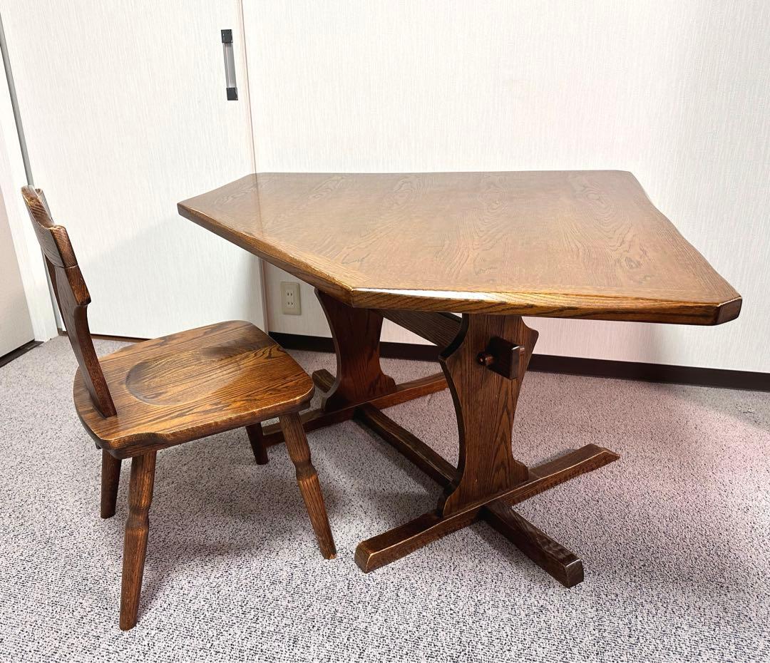 五角形 ダイニングテーブル 楔打ち アンティーク調