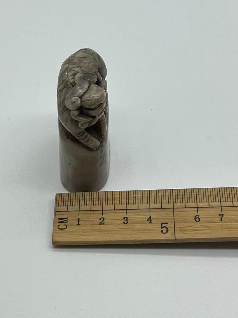 清時代 寿山石印 神獸鈕 巴林石印 印文【墨香龍神】 篆刻印鑑 (F-242