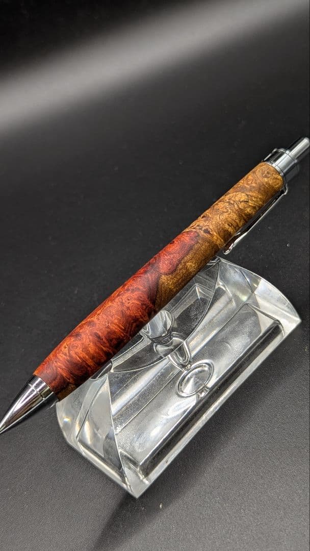 382ペン工房翌檜 本花梨 紅白 瘤杢 木軸シャーペン ボールペン