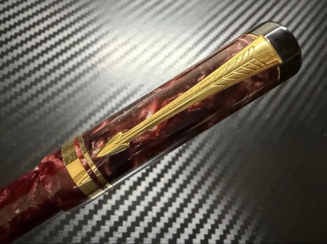 美品 パーカー デュオフォールド インターナショナル レッド XF 極細