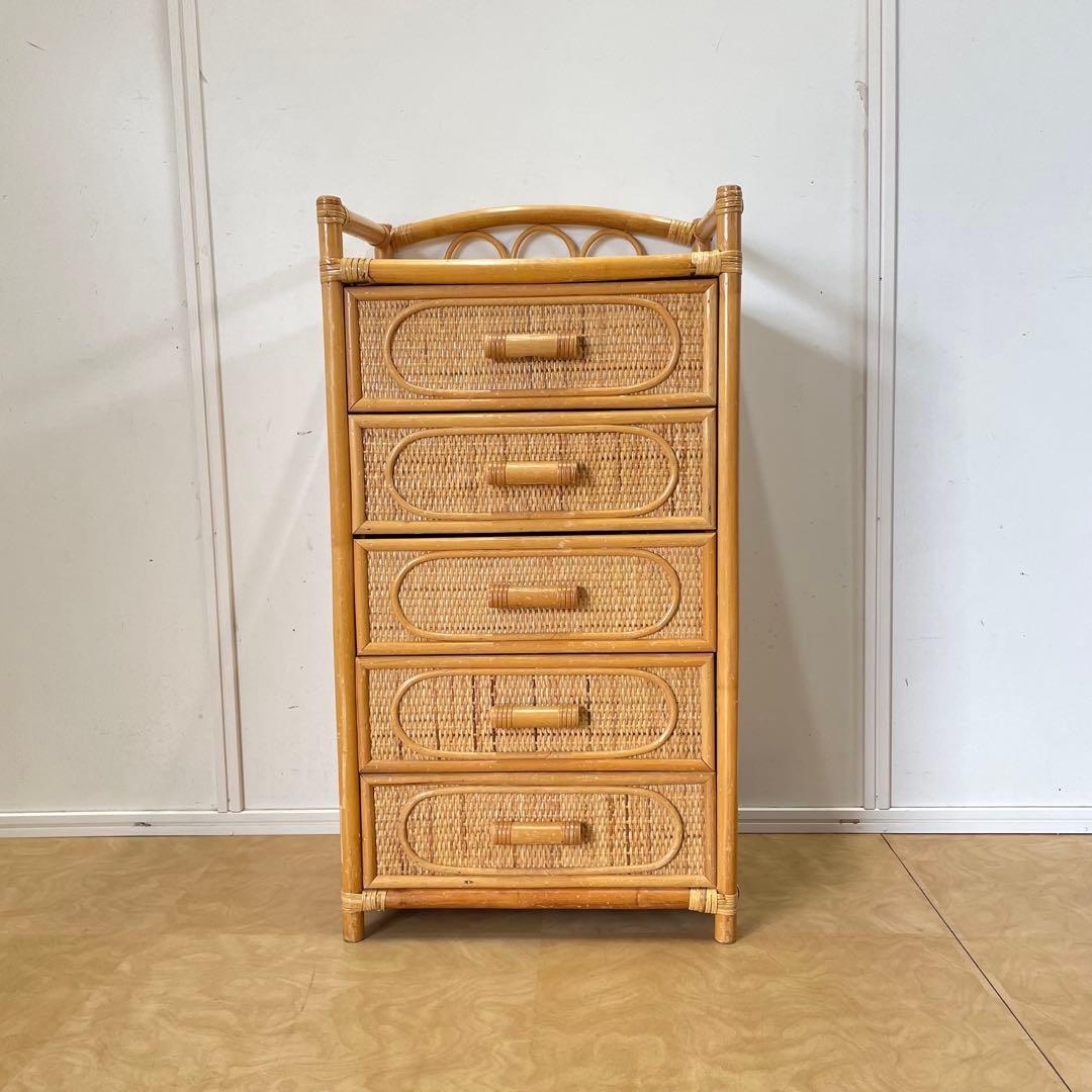 安く 買う家具・インテリア - 籐 ラタン 5段チェスト 引き出し 収納