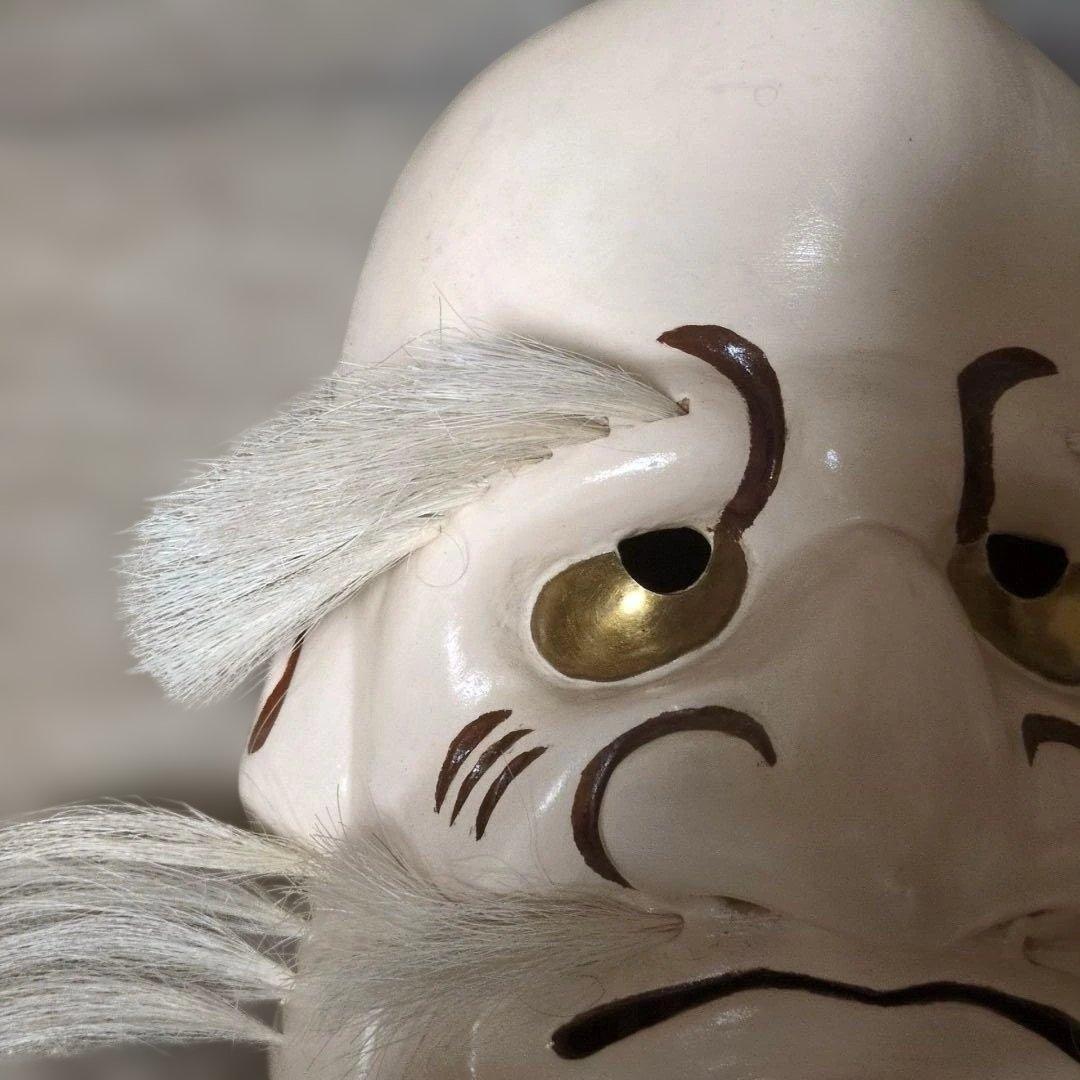 備中神楽面 翁面 上田春山 作 木製 髭付き - メルカリ