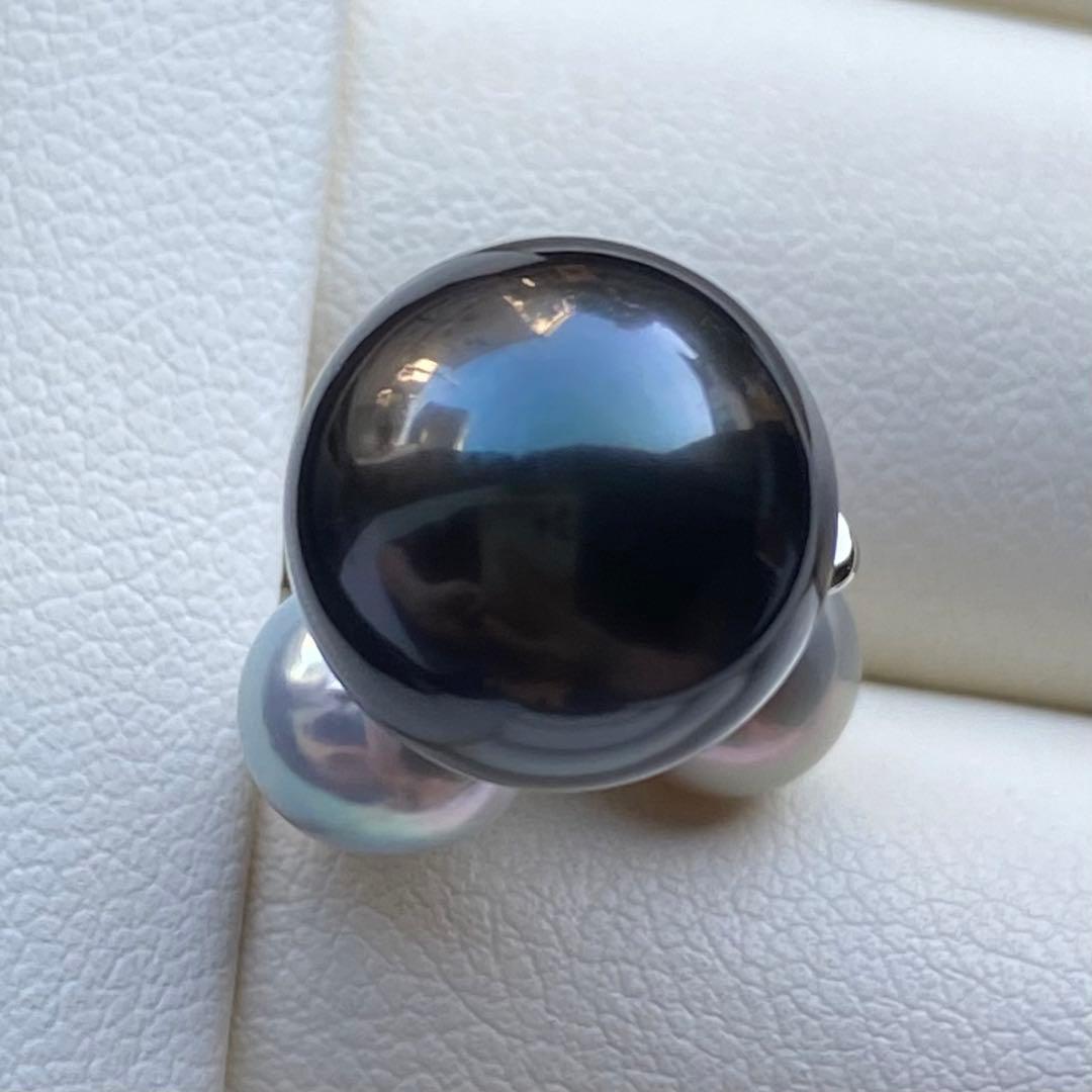 本真珠 南洋黒蝶真珠&あこや真珠ネックレストップ 12.1mmグリーンPT825