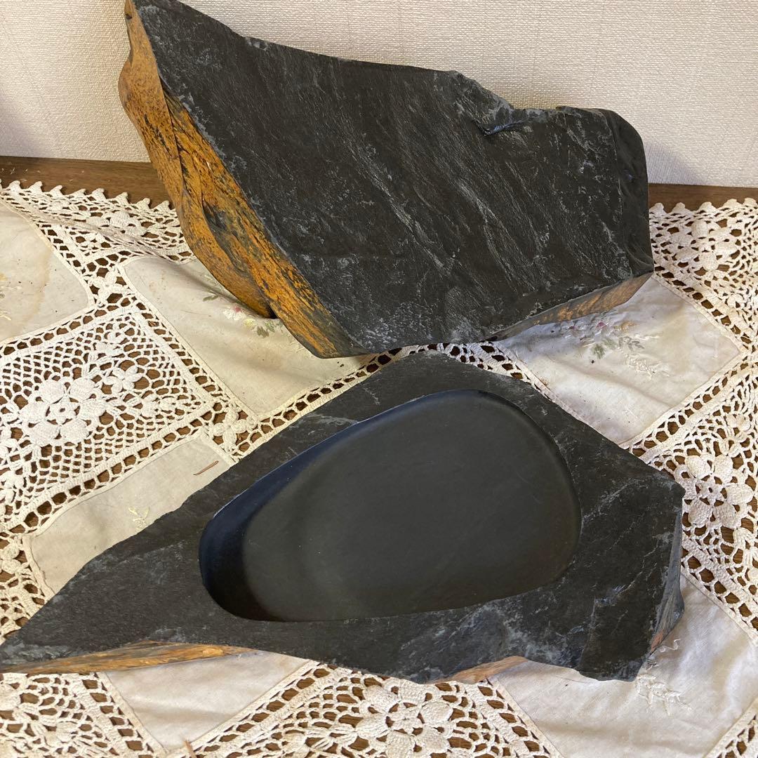 龍渓石硯　超大型共蓋付　美品　錆び色綺麗　翠川希石