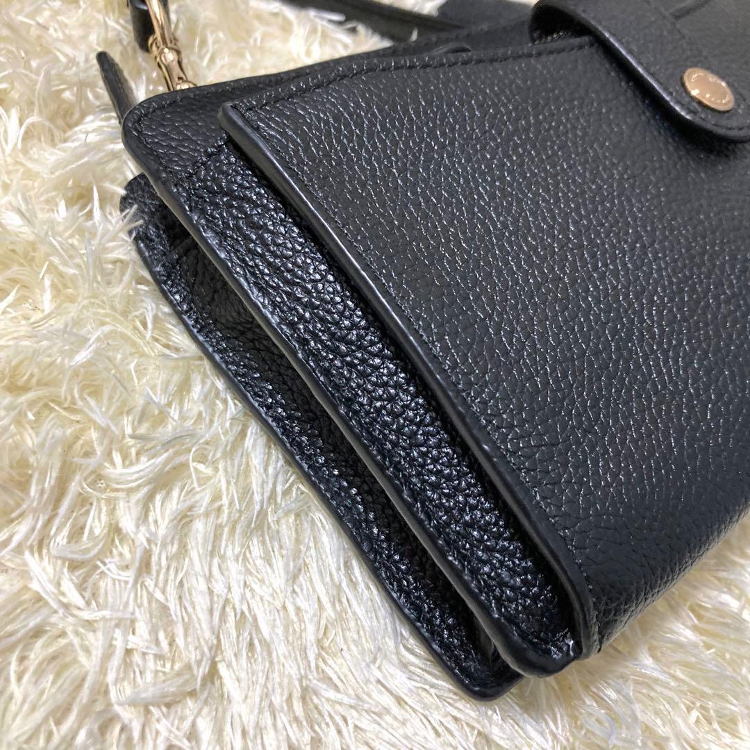 【美品】コーチ ショルダーウォレットバッグ ノア レザー ブラック 財布