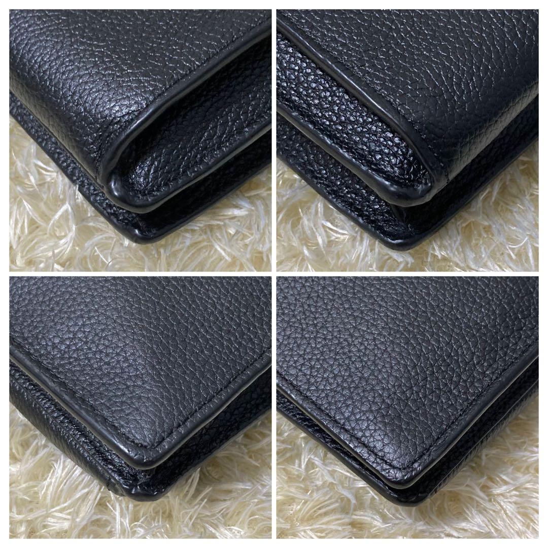 【美品】コーチ ショルダーウォレットバッグ ノア レザー ブラック 財布