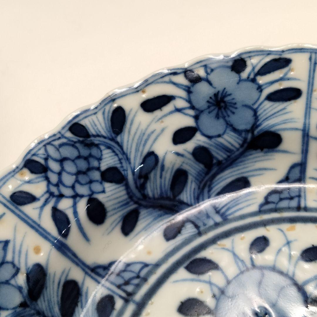 W179-2 清朝期 古染付青花画 小皿 小鉢 在銘 康熈年