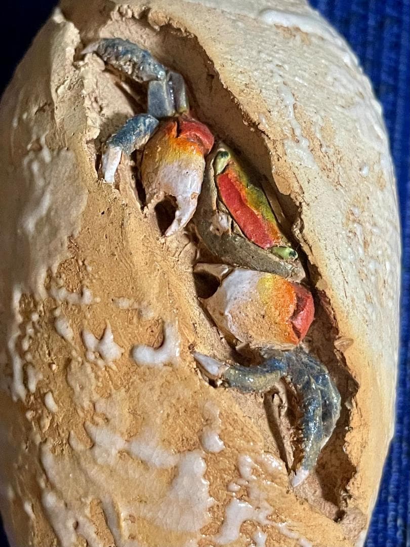 値下げ！【超年代お銚子、ぐい呑みセット】水月焼 初代作 蟹天神5