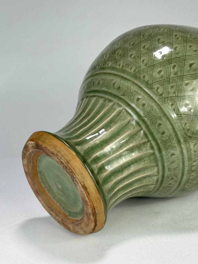 中国美術 龍泉窯 天龍寺 青磁 七官 花瓶 花器 時代 古物 唐物 明