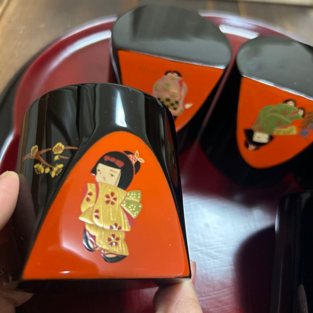 輪島塗 輪島漆器 大雅堂 摂田照彦 ぐい呑 童蒔絵 高級漆器 未使用希少