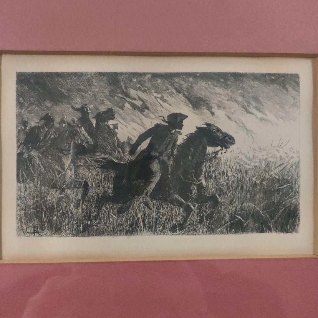 デュエス E. Duez 銅版画『ノルマンディーの港町』1892年制作他、計2点