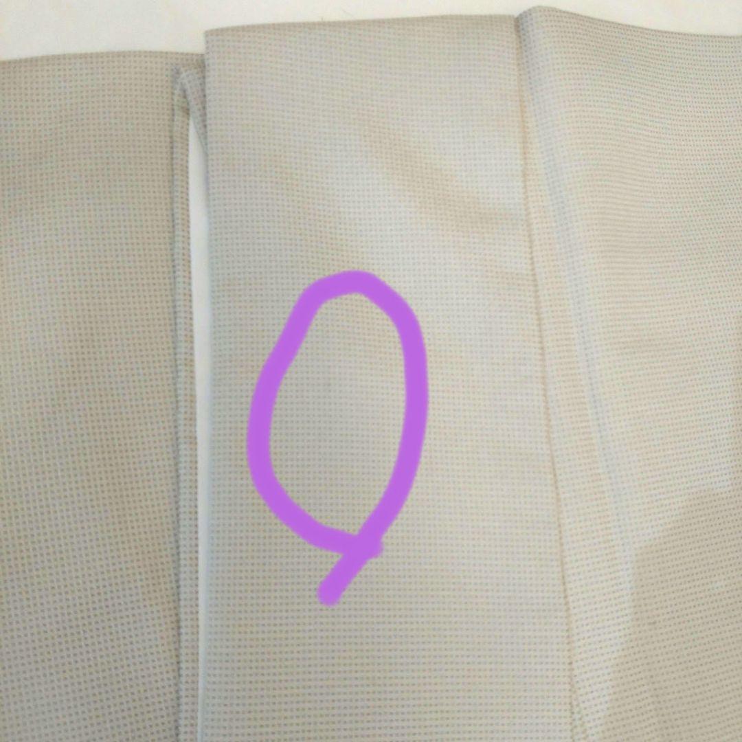 西陣御召 角通し柄 薄い抹茶色 袷 残布付 パールトーン加工済 着物のみ