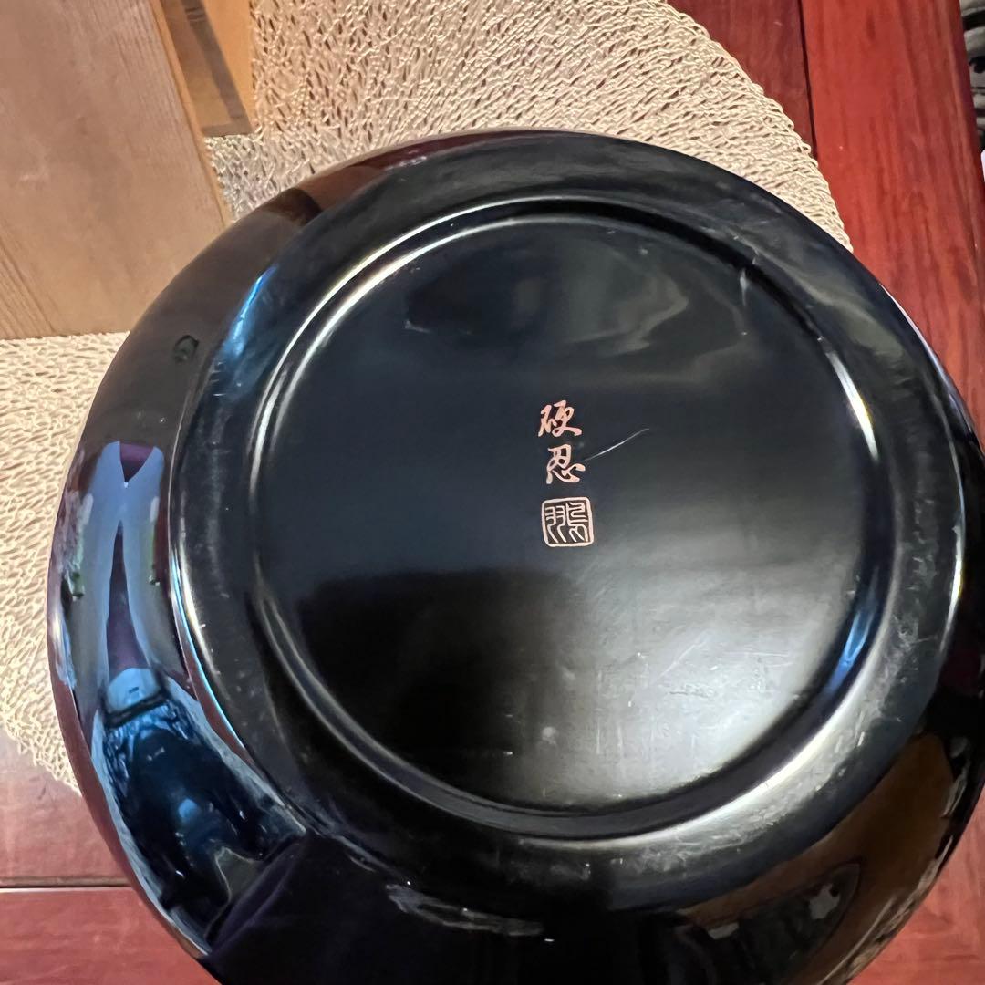 金剛石目塗漆器 無形文化財指定 鳥羽鐐一 硬忍 花瓶 漆器 漆