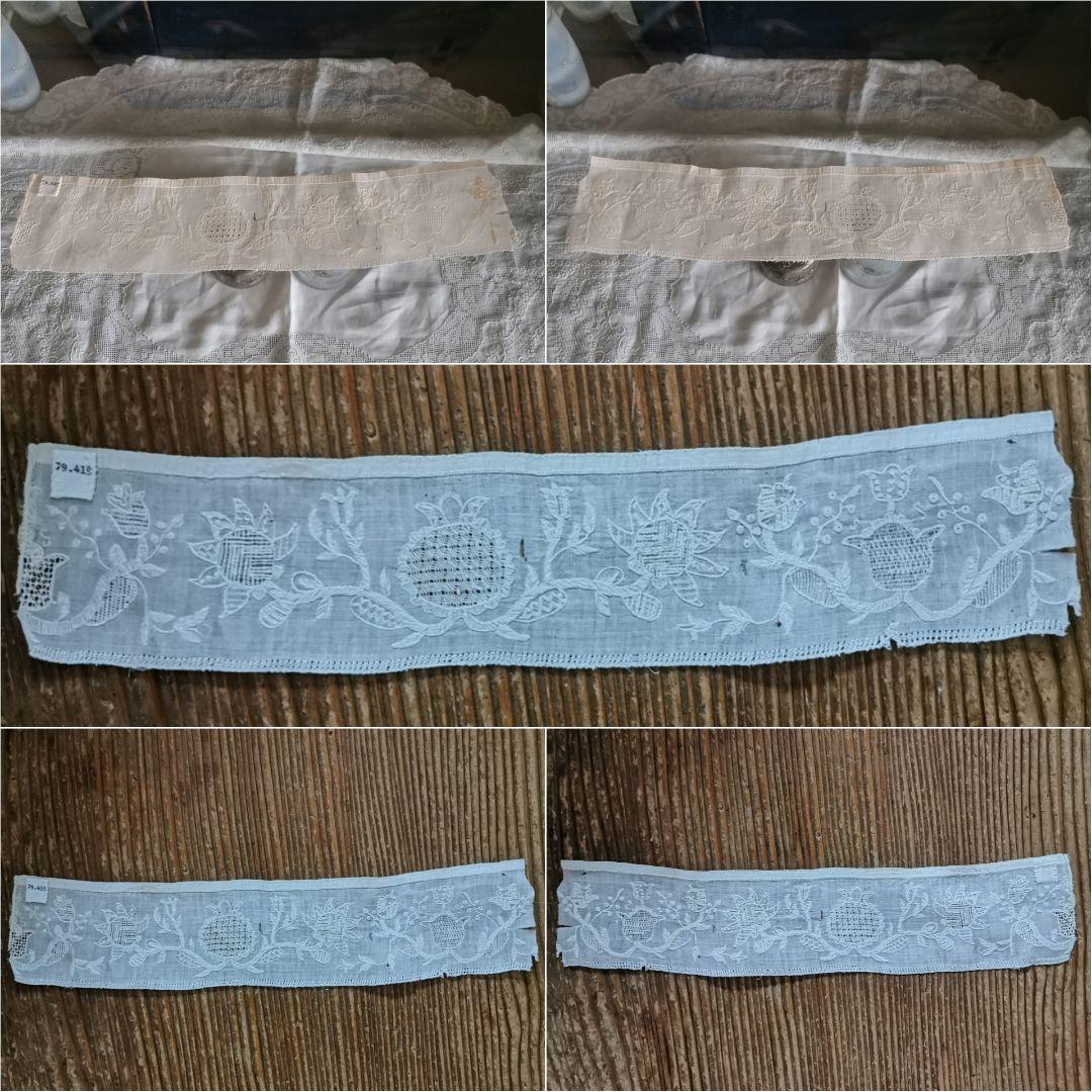 アンティーク ドレスデン or ブラーノレース 向日葵刺繍 上質リネン