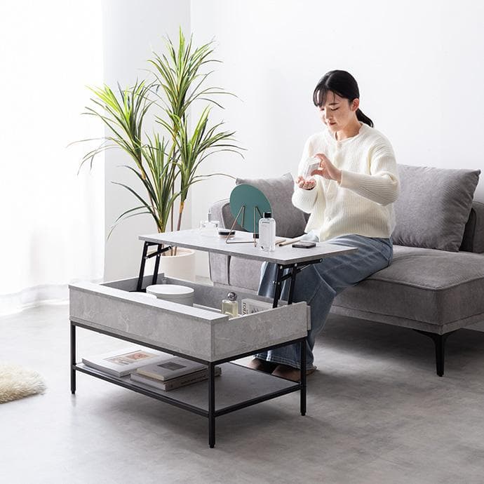 【幅80cm】昇降式テーブル 小さめ 昇降テーブル コンパクト【ブラウン】