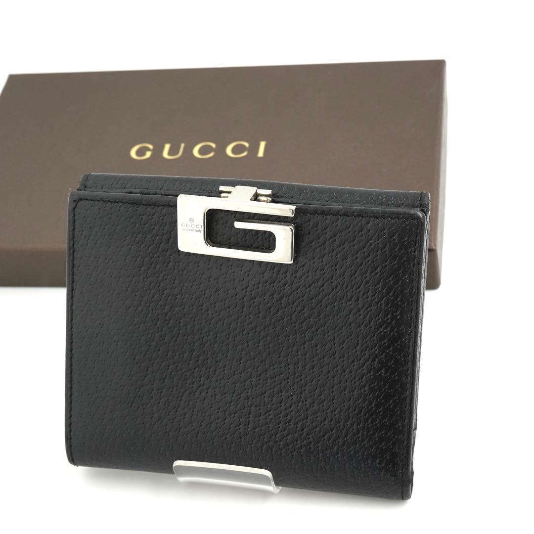 ✨未使用展示品✨ GUCCI ミニ財布 Gロゴ エンボスロゴ 二つ折り 黒色