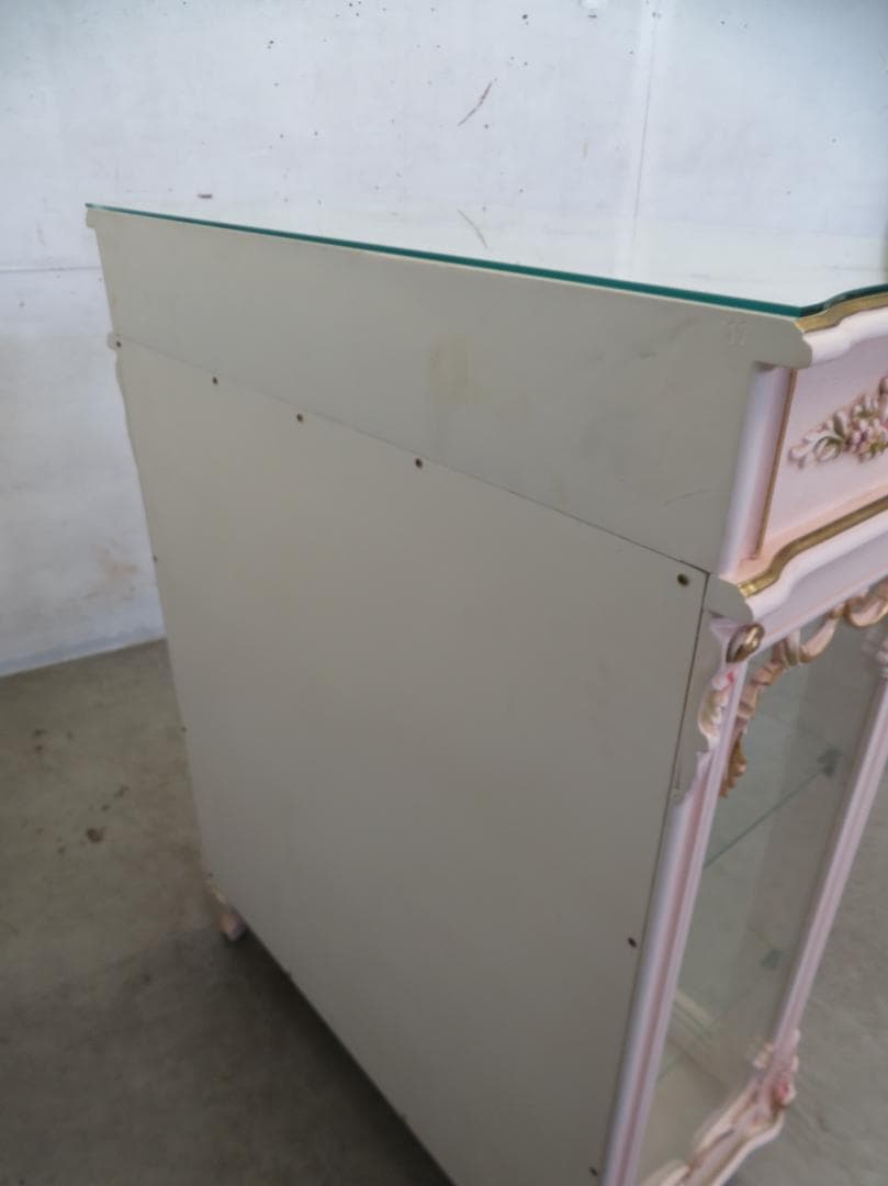 美品□ロココ□姫家具□花柄□ガラスキャビネット□ディスプレイケース