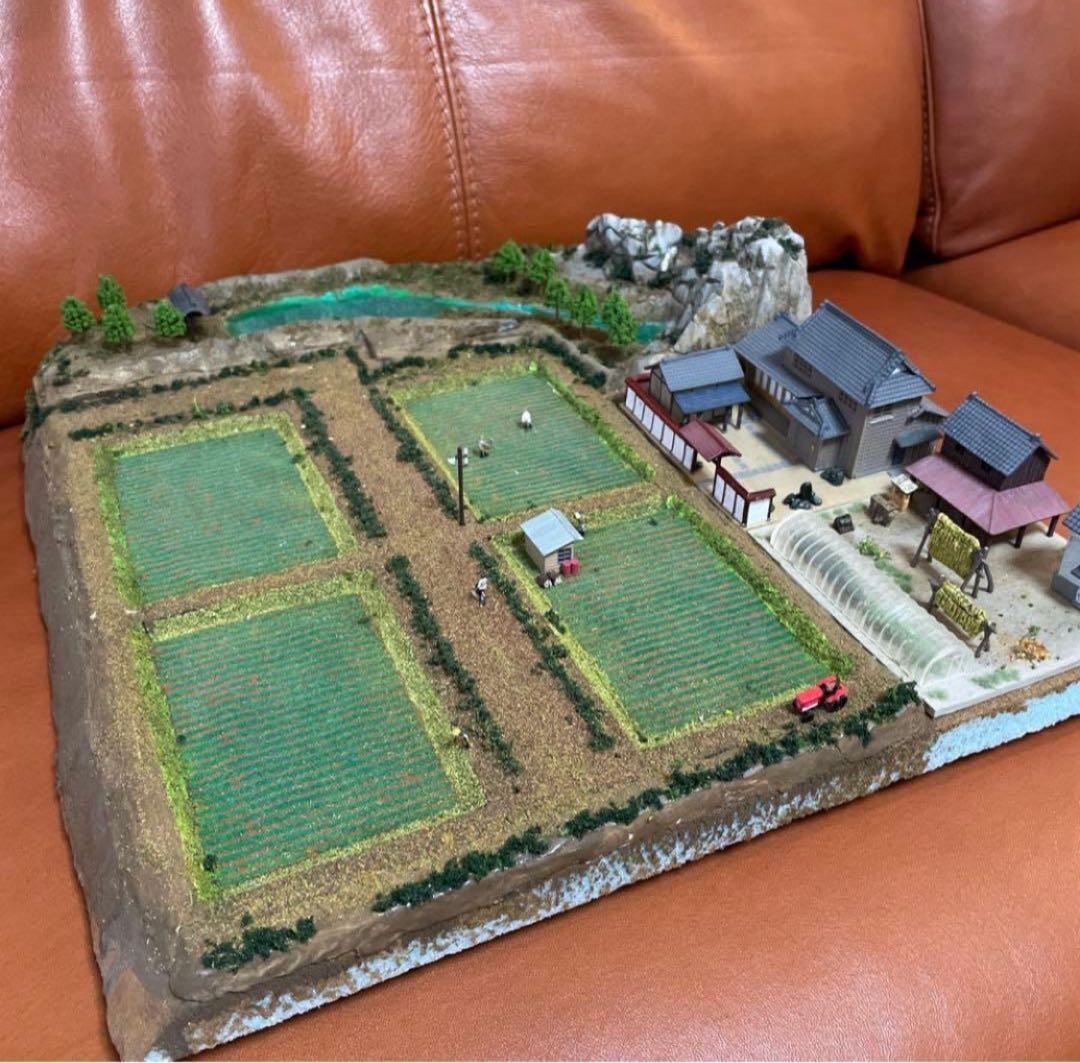 Nゲージ ジオラマ 田舎の風景　44cm×38cm