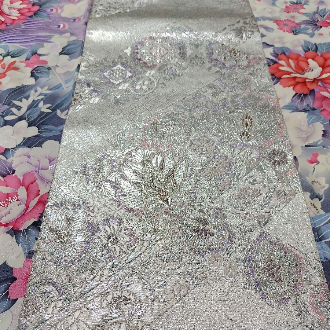 振袖フルセット(9点)・成人式・くすみ・グレー・ピンク・銀彩加工