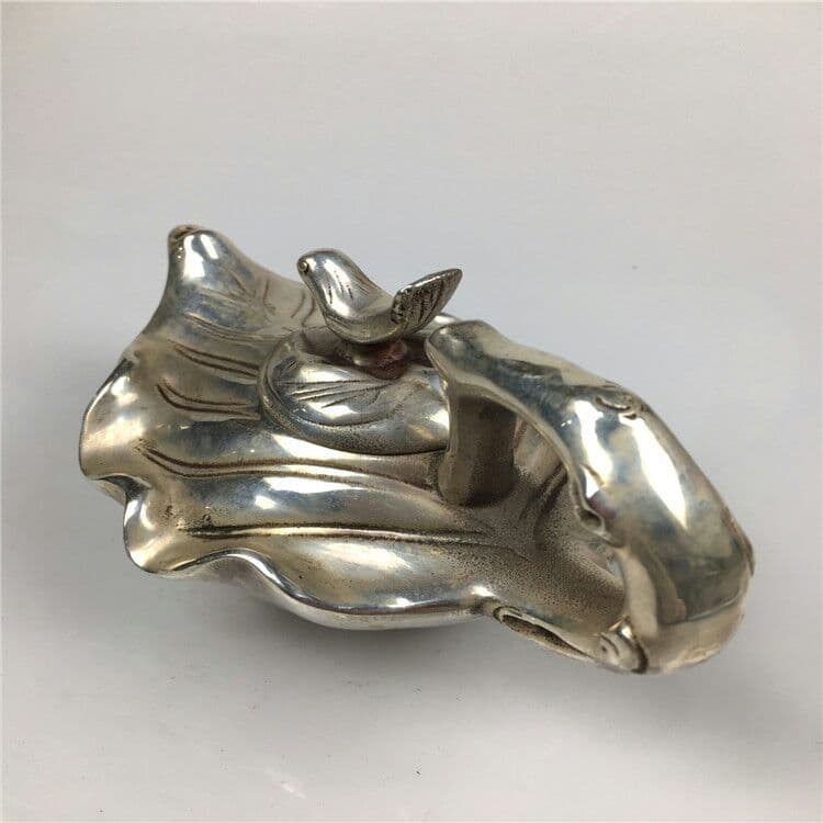 大明宣徳古の工芸品白銅の葉の壷銅の急須アクセサリー