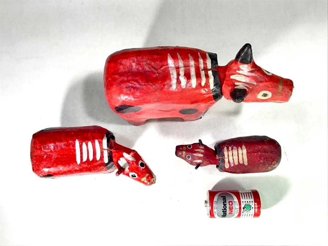 戦前 戦後 首振り 赤べこ 張子 人形 五十嵐民芸 郷土玩具 会津 牛 こけし