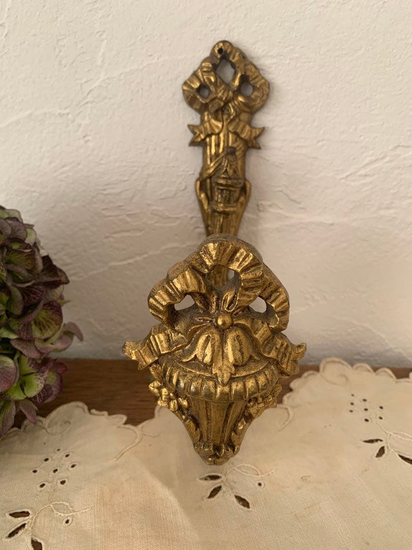 フランスアンティーク 真鍮製 リボン装飾 フック ブロカント フランス