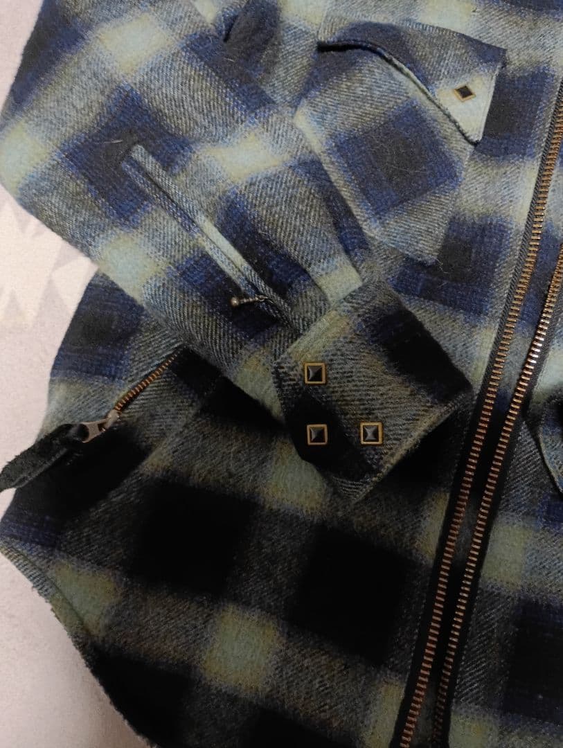 SKULL FLIGHT チェック柄ボアジャケット M