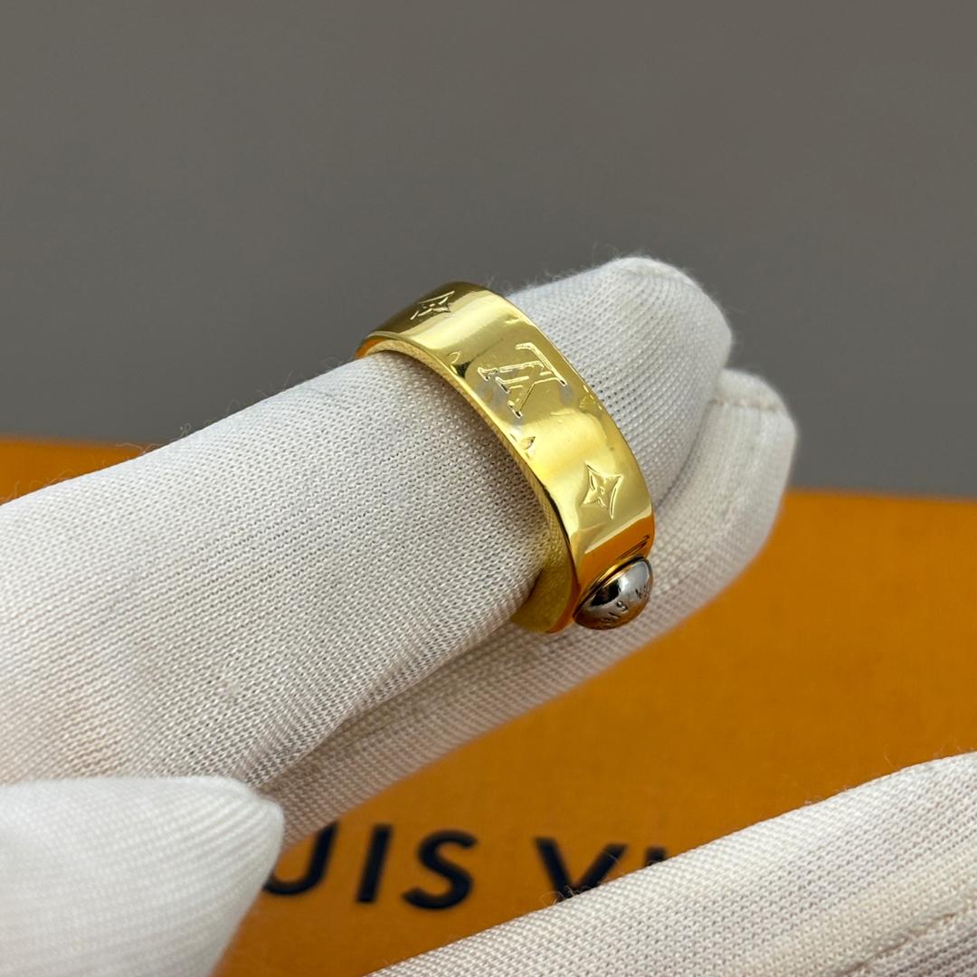 美品 ルイヴィトン ナノグラムバーグ リング ゴールド Sサイズ ロゴ