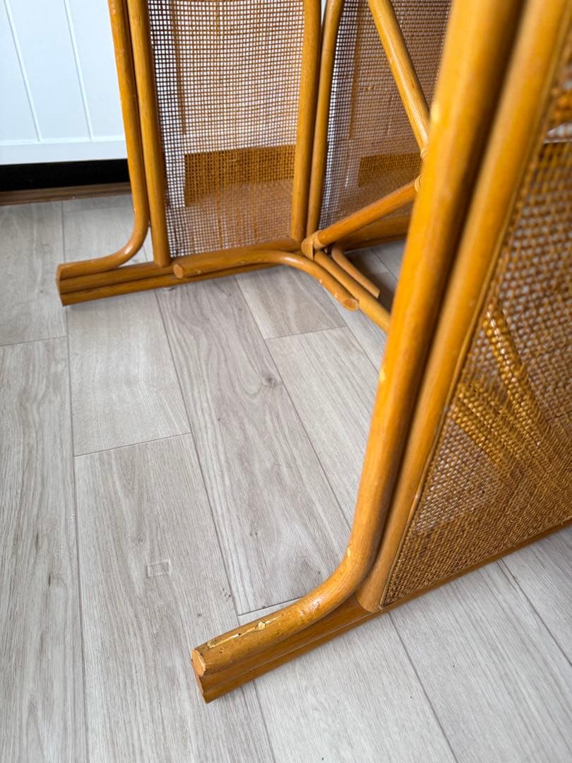 ラタン ガラステーブル 籐 ダイニングテーブル レトロ ビンテージ