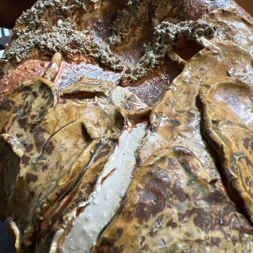 【共箱・説明文付き】信楽焼 花入 仙山窯 素朴で力強い風景の装飾 高さ22.5